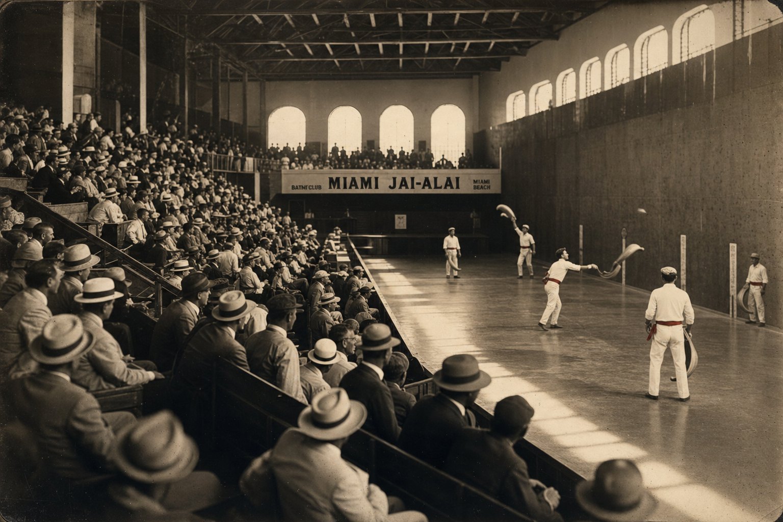 Vintage photograph of Miami Jai Alai in the 1920s
